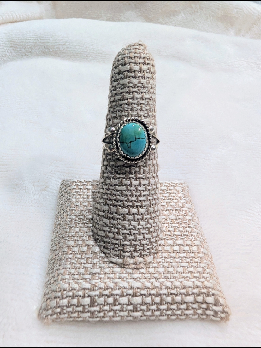 Native Turquoise Blue Stone Silver Ring